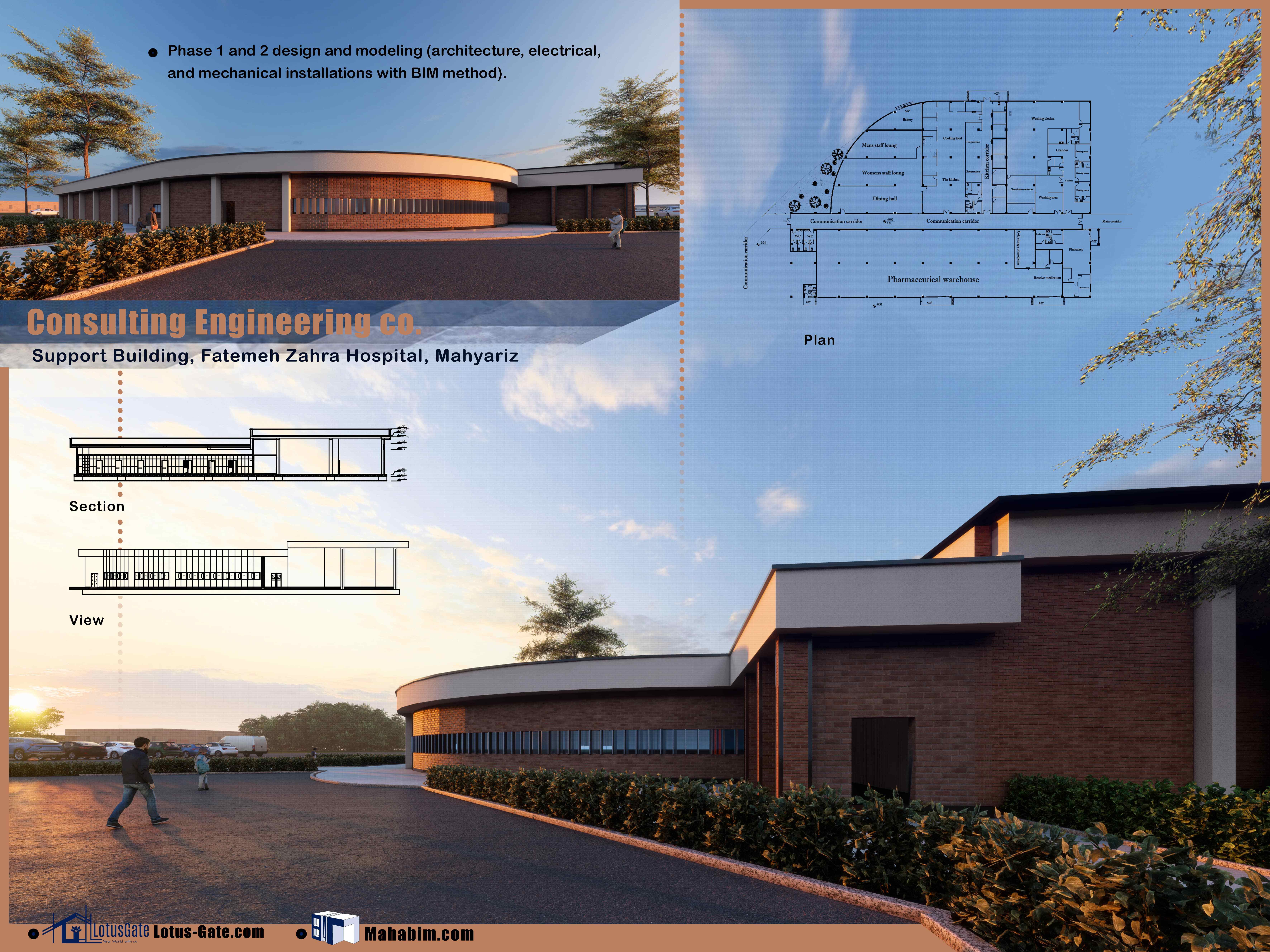 طراحی ساختمان پشتیبانی بیمارستان فاطمه‌الزهرا
